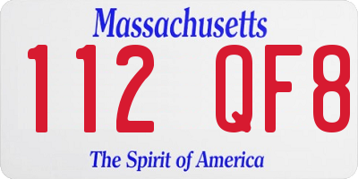 MA license plate 112QF8