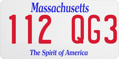 MA license plate 112QG3