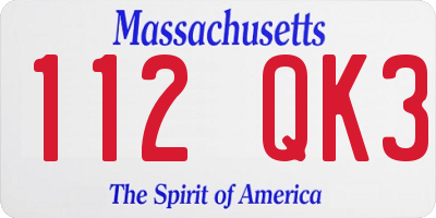 MA license plate 112QK3