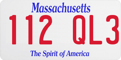 MA license plate 112QL3