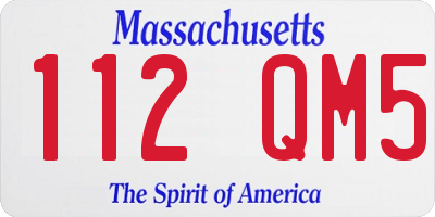 MA license plate 112QM5