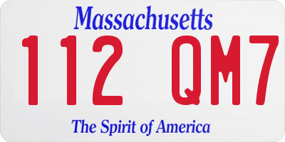MA license plate 112QM7