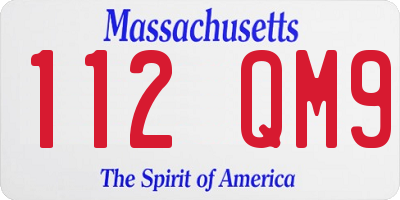 MA license plate 112QM9