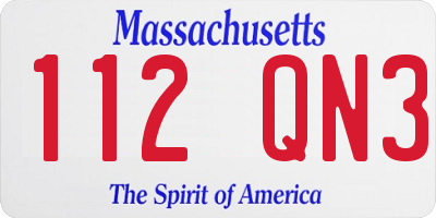 MA license plate 112QN3