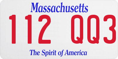 MA license plate 112QQ3