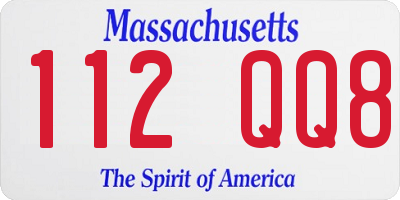 MA license plate 112QQ8