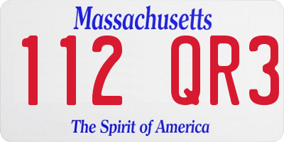 MA license plate 112QR3