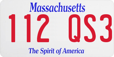 MA license plate 112QS3