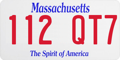 MA license plate 112QT7