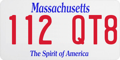 MA license plate 112QT8
