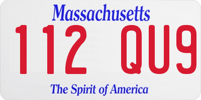 MA license plate 112QU9