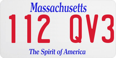 MA license plate 112QV3