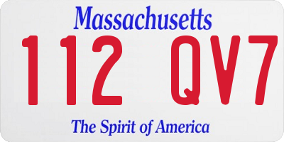 MA license plate 112QV7