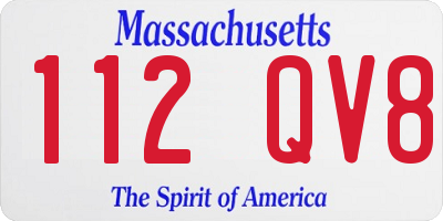 MA license plate 112QV8
