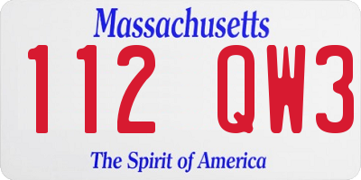 MA license plate 112QW3