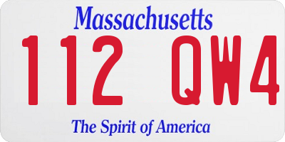 MA license plate 112QW4