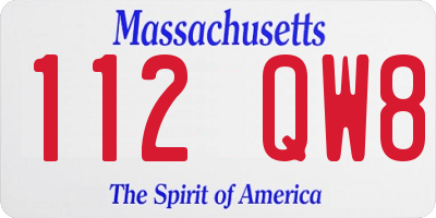 MA license plate 112QW8