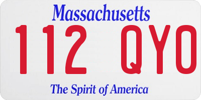 MA license plate 112QY0
