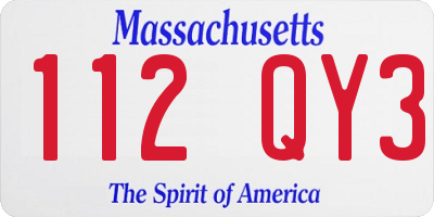 MA license plate 112QY3