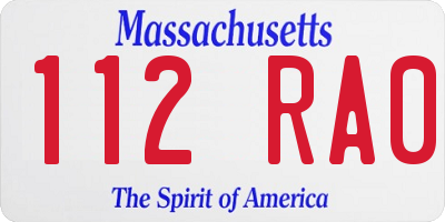 MA license plate 112RA0