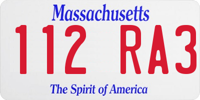 MA license plate 112RA3