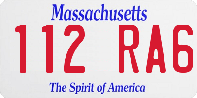 MA license plate 112RA6