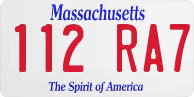 MA license plate 112RA7
