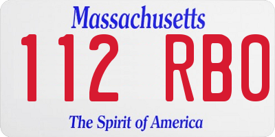 MA license plate 112RB0