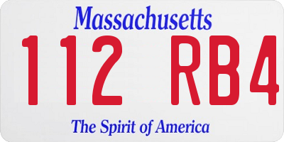 MA license plate 112RB4