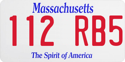 MA license plate 112RB5