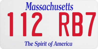 MA license plate 112RB7