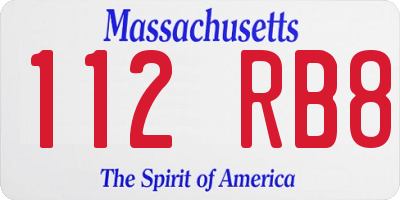 MA license plate 112RB8