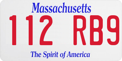 MA license plate 112RB9