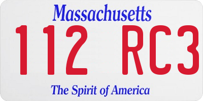 MA license plate 112RC3
