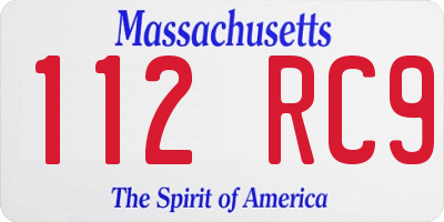 MA license plate 112RC9