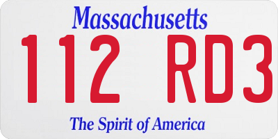MA license plate 112RD3