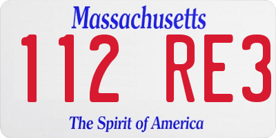 MA license plate 112RE3