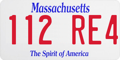 MA license plate 112RE4