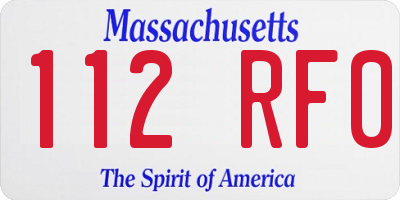 MA license plate 112RF0