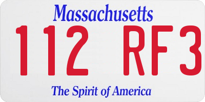 MA license plate 112RF3