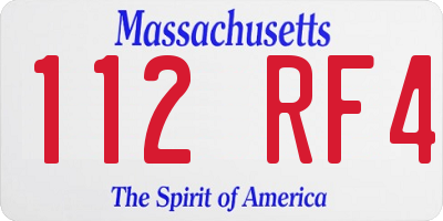 MA license plate 112RF4