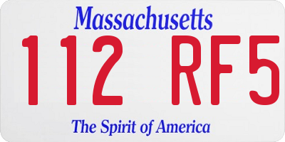 MA license plate 112RF5