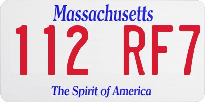 MA license plate 112RF7