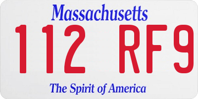 MA license plate 112RF9