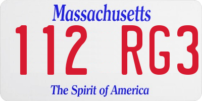 MA license plate 112RG3