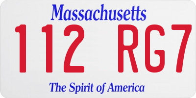 MA license plate 112RG7