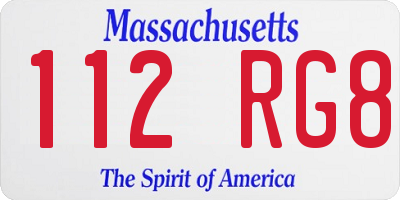 MA license plate 112RG8