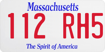 MA license plate 112RH5
