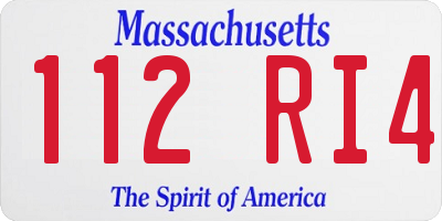 MA license plate 112RI4
