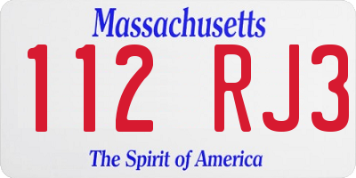 MA license plate 112RJ3